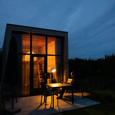 brown wooden framed glass window